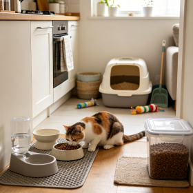 All-Inclusive Feeding, Water Refresh, Litter Scooping & Playtime Package